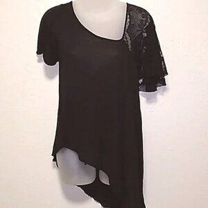 Free People Black Vintage Y2K Linen Lace Tunic